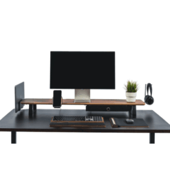 Monitor standaard monitorstandaard walnoot hout monitor stand monitorstand voor twee schermen imac ergonomisch
